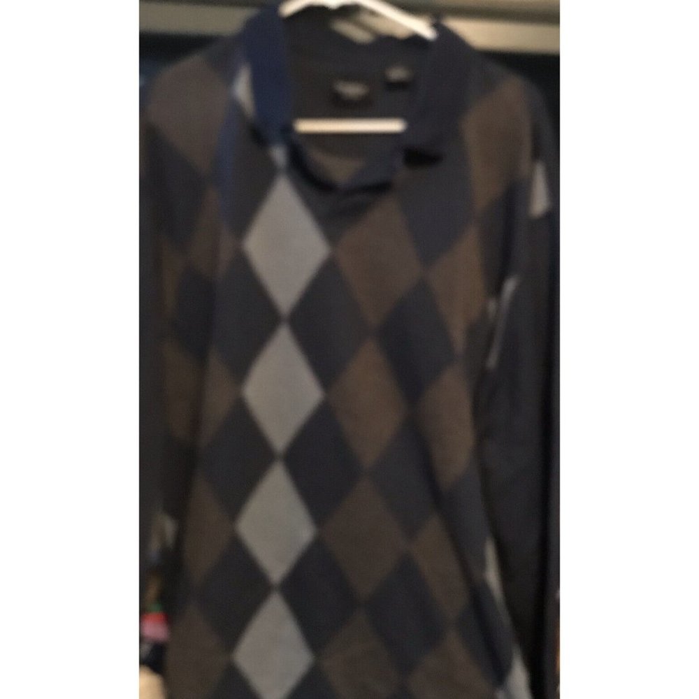 Haggar Mens Sweater 2XL Long Sleeve V Neck Diamond